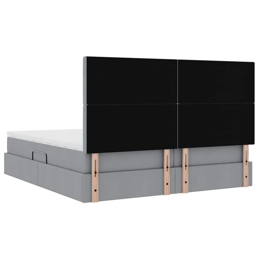 Lit de Rangement avec tête de lit Gris clair 200 x 200 cm Tissu - 11