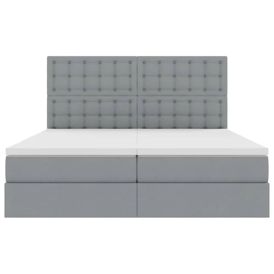 Lit de Rangement avec tête de lit Gris clair 200 x 200 cm Tissu - 9