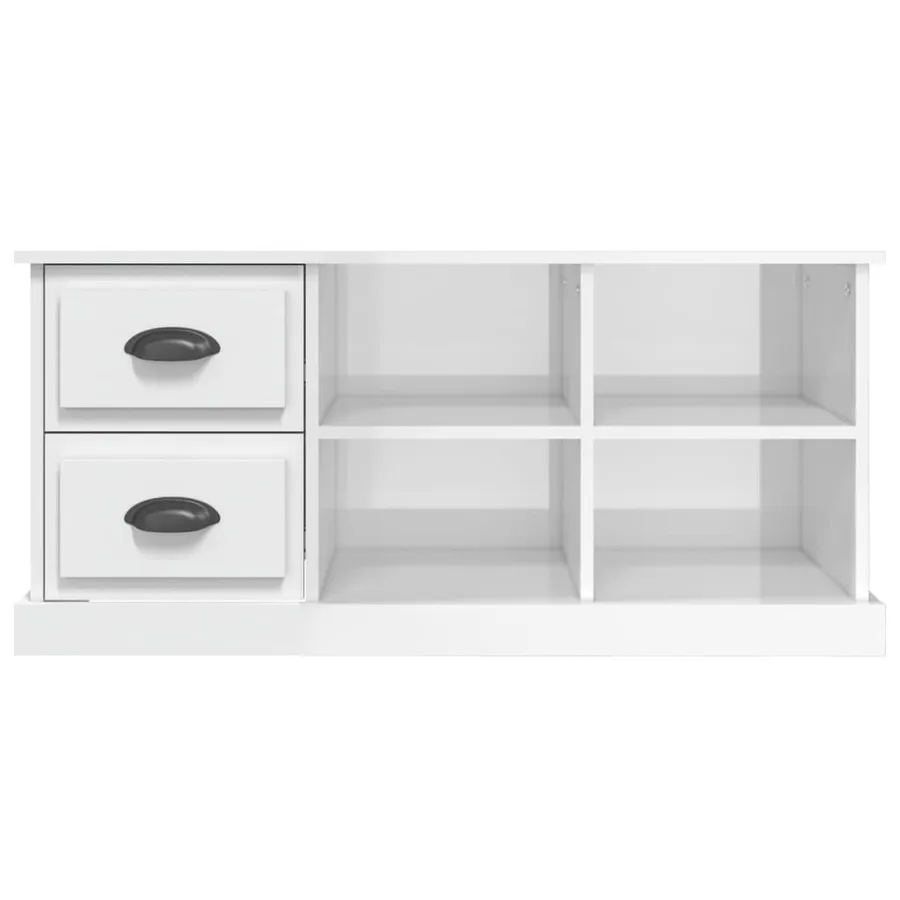 Meuble TV blanc brillant 102x35,5x47,5 cm bois d'ingénierie - 6