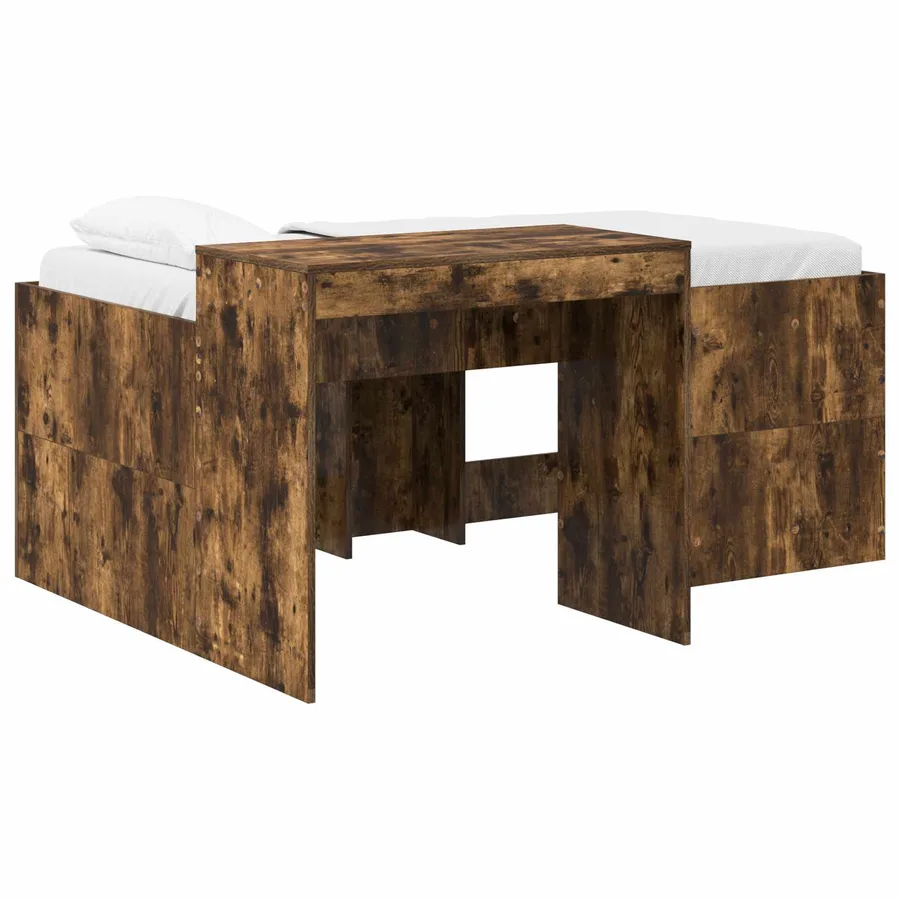 Lit haut pour enfants avec bureau Chêne fumé 80 x 160 cm - 2