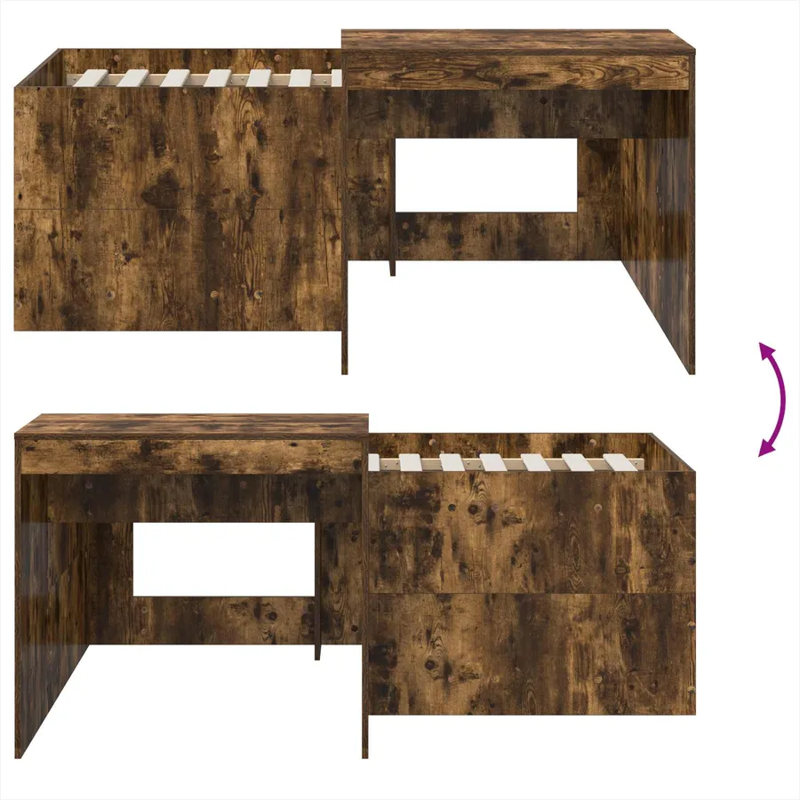 Lit haut pour enfants avec bureau Chêne fumé 80 x 160 cm - 8