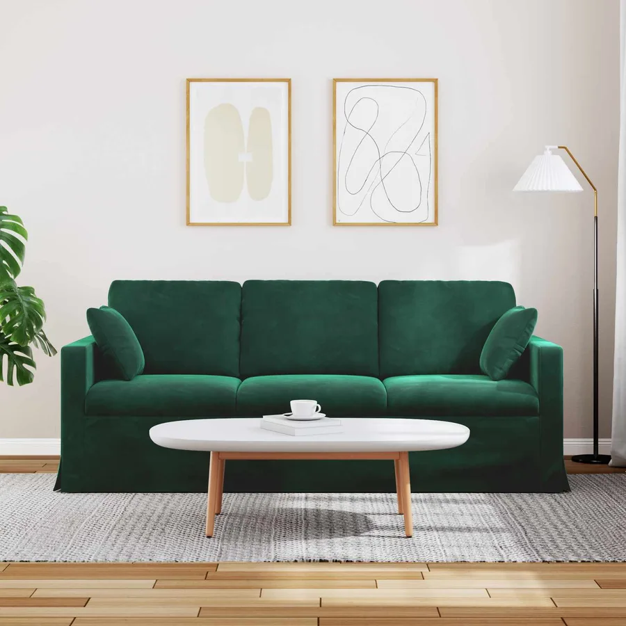 Canapé Vert foncé 198 x 78 x 80 cm Velours - 3