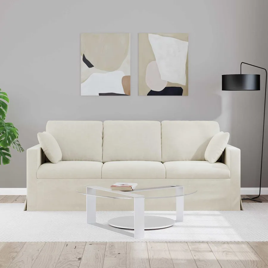 Canapé Crème 198 x 78 x 80 cm Velours - 3