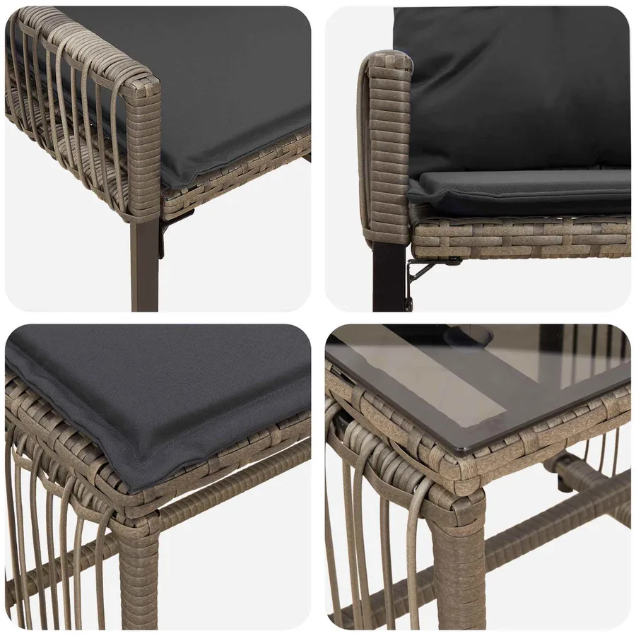 Ensemble de meubles d'extérieur 11 pcs Gris et Gris foncé - 11