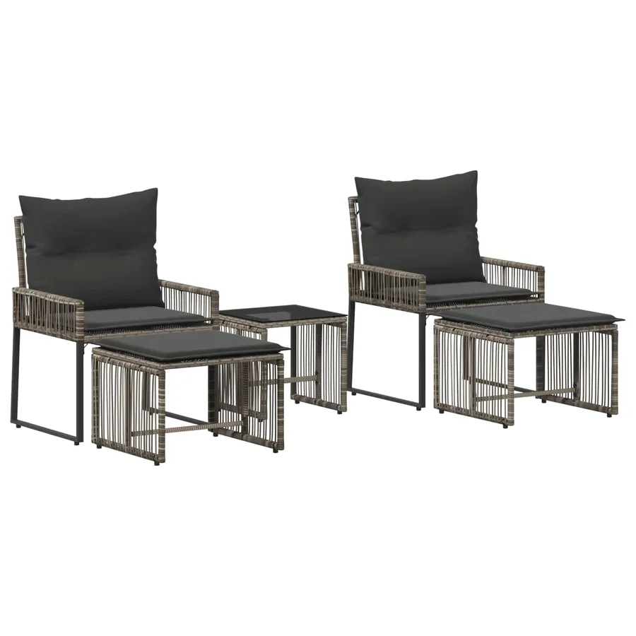 Ensemble de meubles d'extérieur 11 pcs Gris et Gris foncé - 2