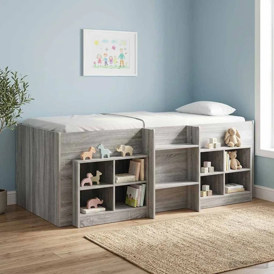 Cadre de Lit Élevé pour Enfants Sonoma gris 98,5 x 200 cm