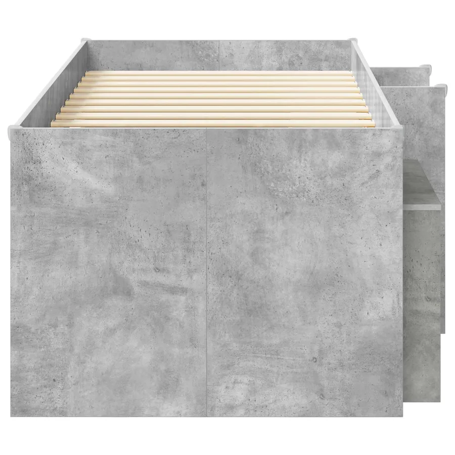 Cadre de lit en loft avec armoire avec étagère 3 pc Gris béton - 4