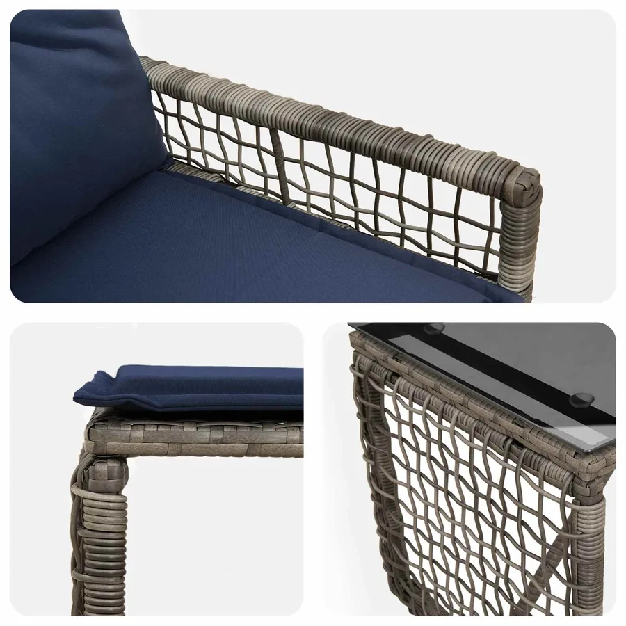 Ensemble de meubles d'extérieur 5 pcs Gris et marine - 9