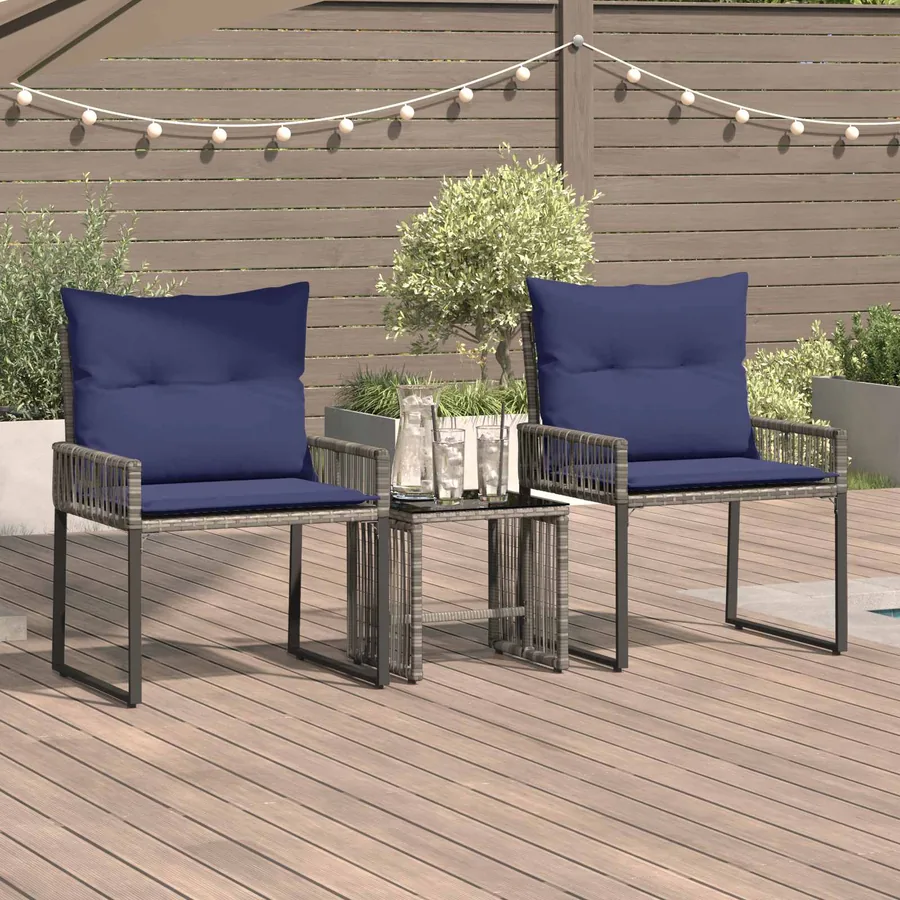 Ensemble de meubles d'extérieur 7 pcs Gris et bleu marine