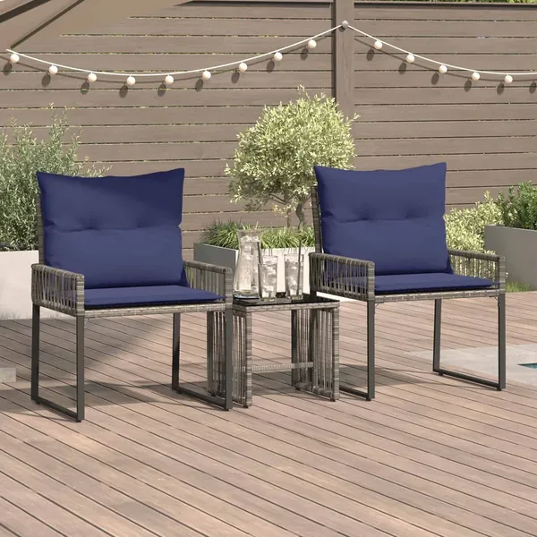 Ensemble de meubles d'extérieur 7 pcs Gris et bleu marine