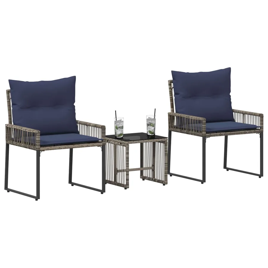 Ensemble de meubles d'extérieur 7 pcs Gris et bleu marine - 3