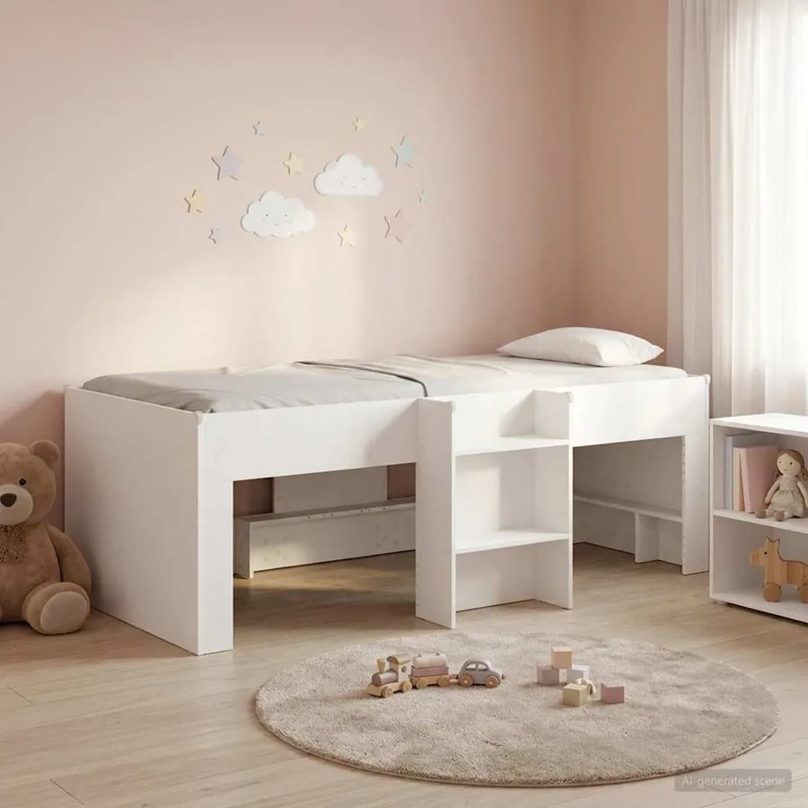Cadre de Lit Élevé pour Enfants Blanc 98,5 x 200 cm