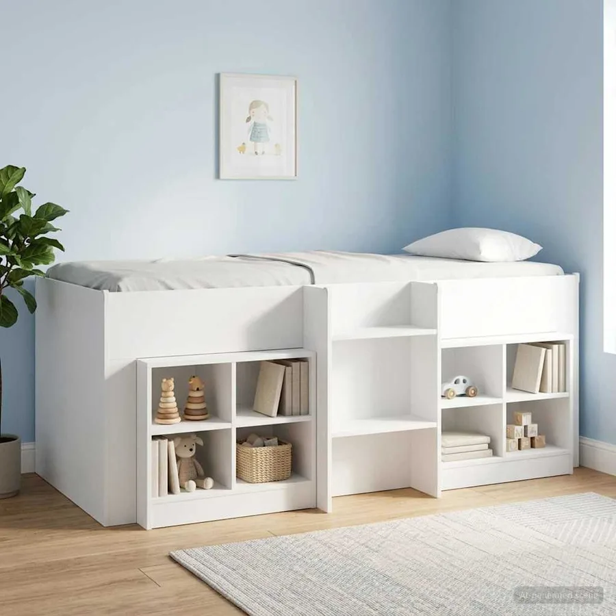 Cadre de Lit Élevé pour Enfants Blanc 98,5 x 200 cm - 3