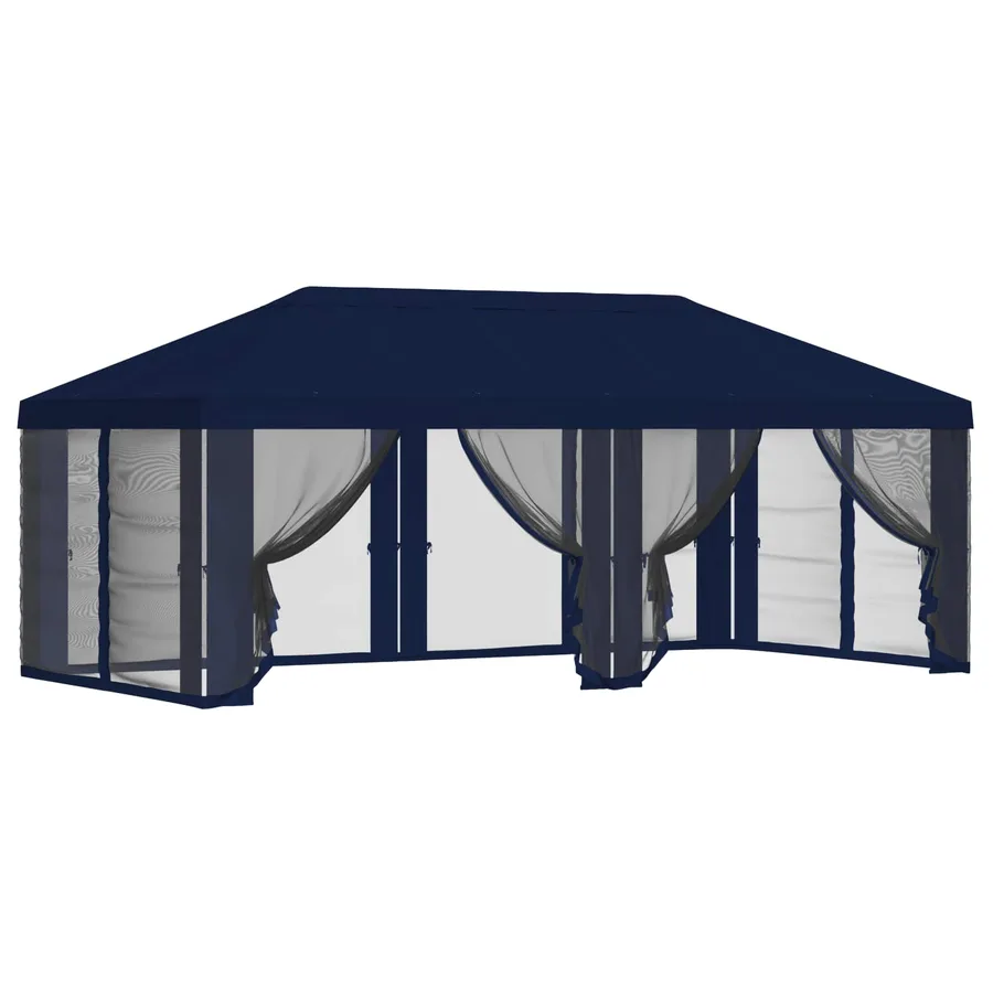 Housse de tonnelle avec murs latéraux 6 x 3 m Bleu Polyester - 2