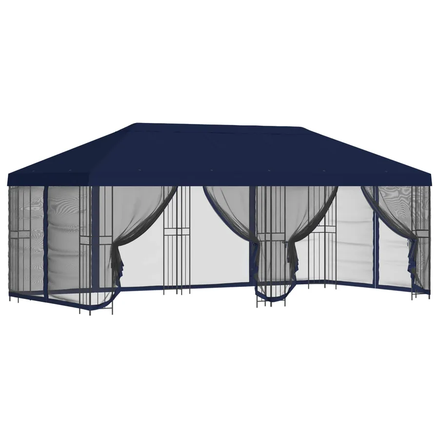 Gazebo avec murs latéraux 6 x 3 m Bleu Polyester et Acier 190 - 2