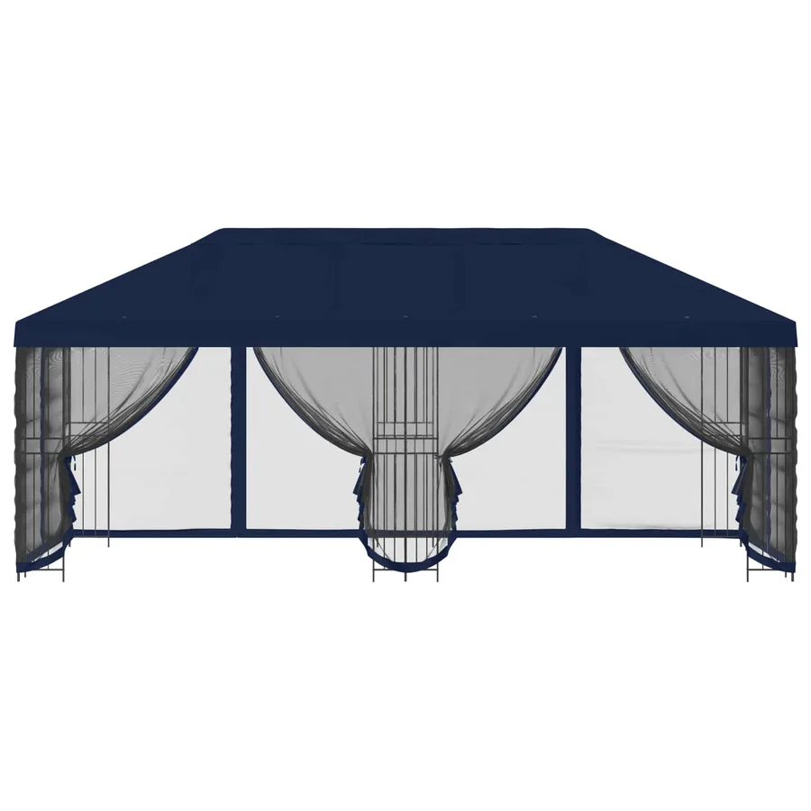 Gazebo avec murs latéraux 6 x 3 m Bleu Polyester et Acier 190 - 3