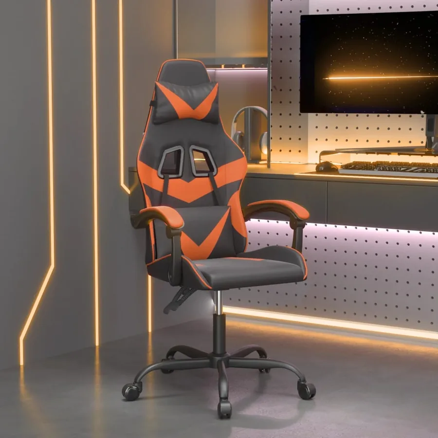 Chaise de jeu Noir et orange Similicuir