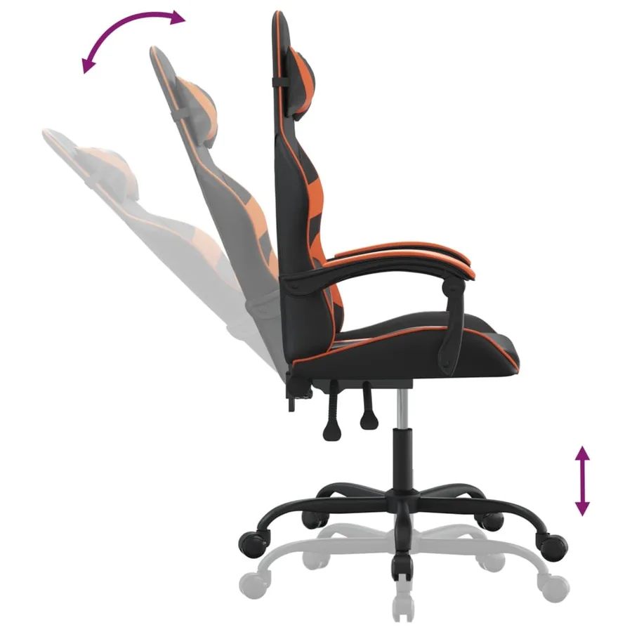 Chaise de jeu Noir et orange Similicuir - 6