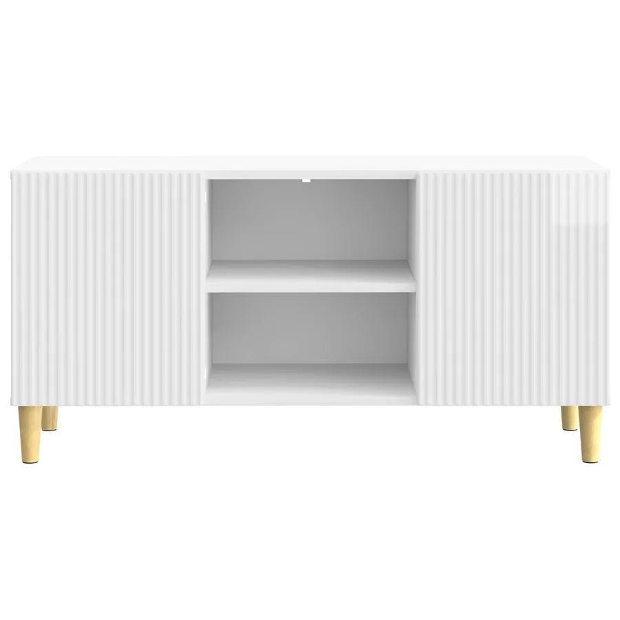 Meuble TV Blanc brillant 102 x 34,5 x 50 cm Bois d'ingénierie - 6