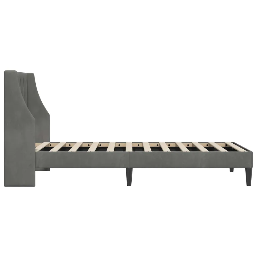 Cadre de lit avec tête de lit Gris foncé 100 x 200 cm Velours - 5