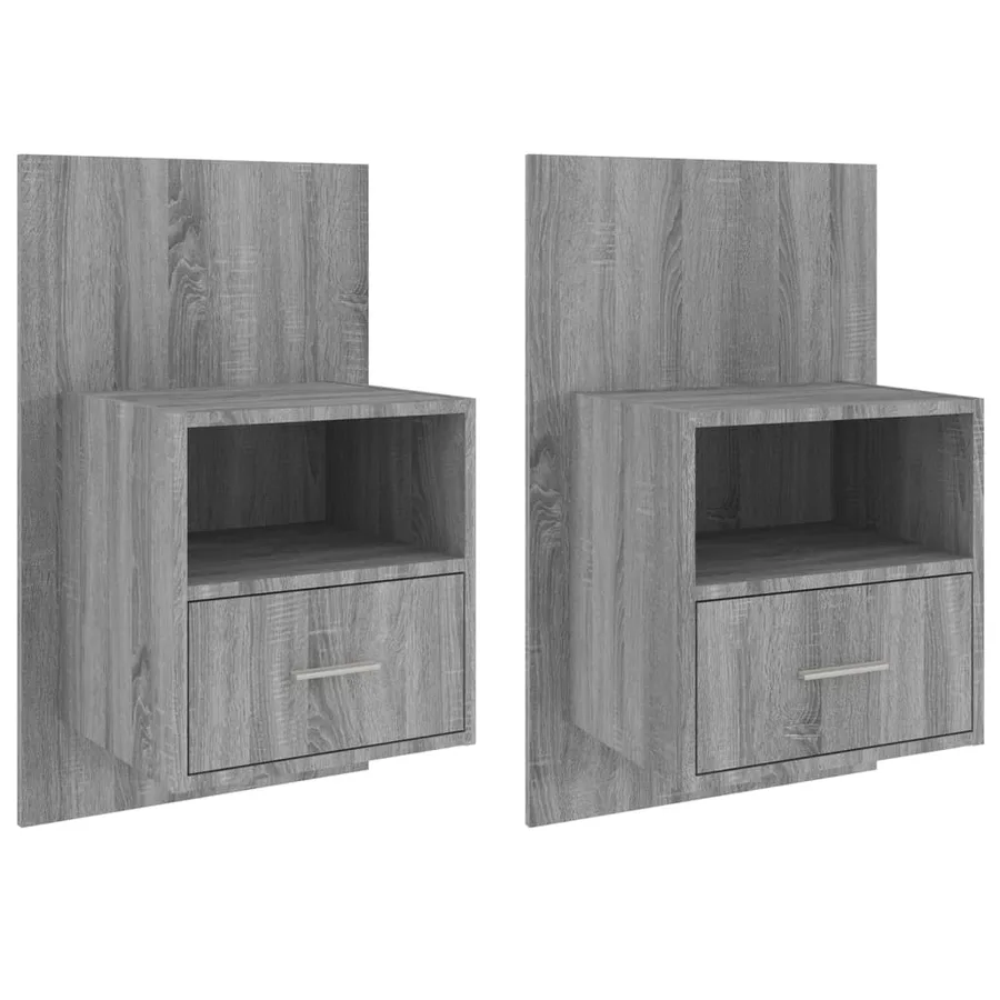 Tables de chevet murales 2 pcs Sonoma gris - 2