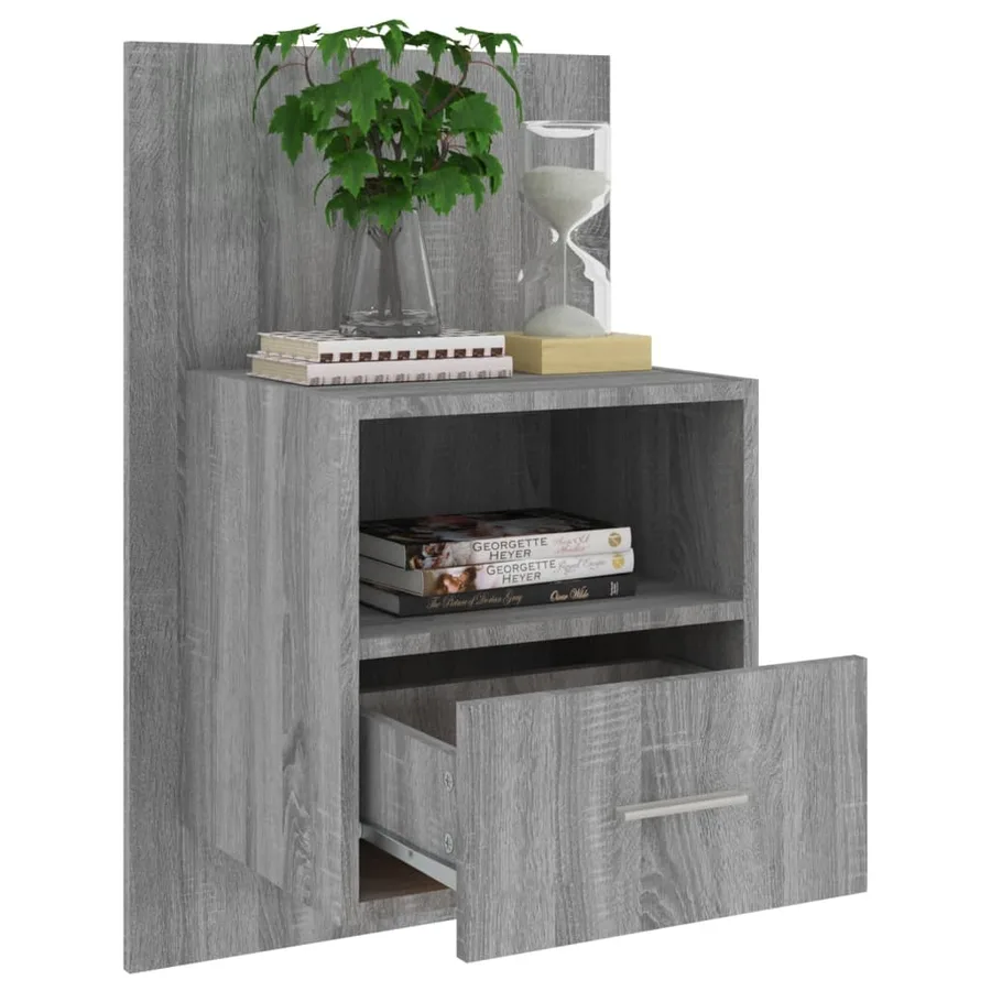 Tables de chevet murales 2 pcs Sonoma gris - 9