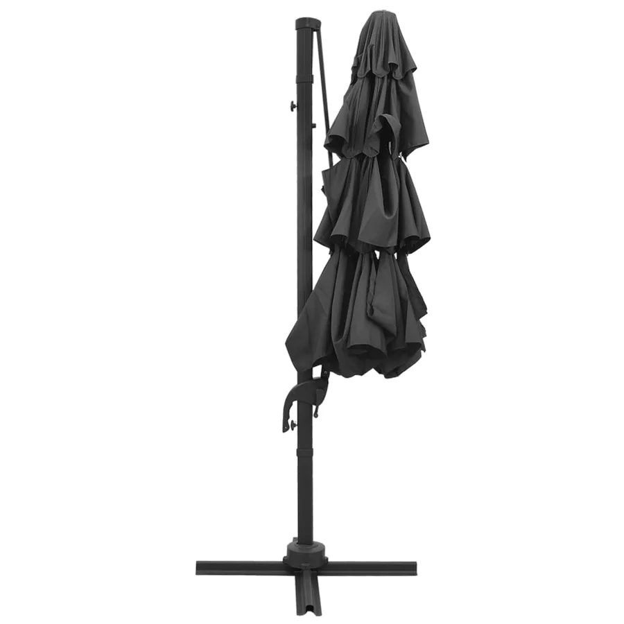 Parasol de jardin à 4 niveaux avec mât en aluminium anthracite - 3
