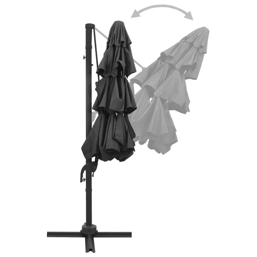 Parasol de jardin à 4 niveaux avec mât en aluminium anthracite - 4