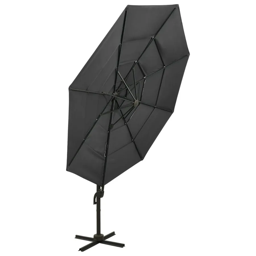 Parasol de jardin à 4 niveaux avec mât en aluminium anthracite - 5