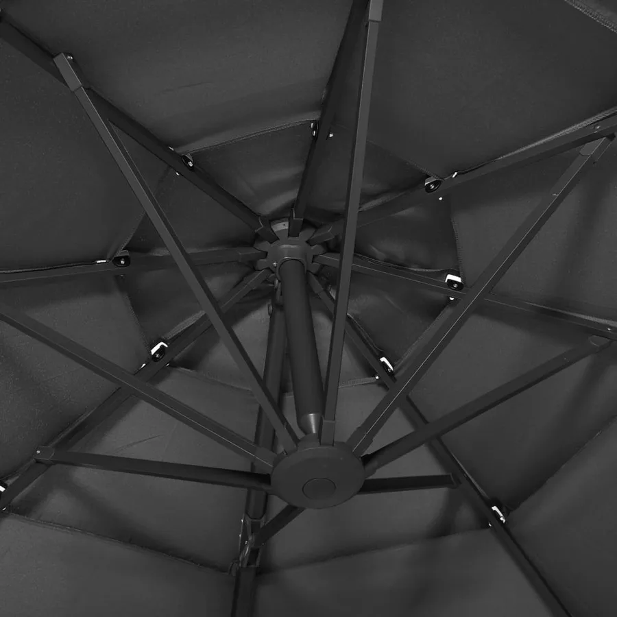 Parasol de jardin à 4 niveaux avec mât en aluminium anthracite - 6