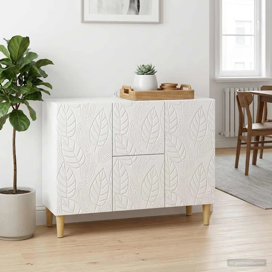 Buffet Blanc brillant 89 x 34,5 x 60 cm Bois d'ingénierie