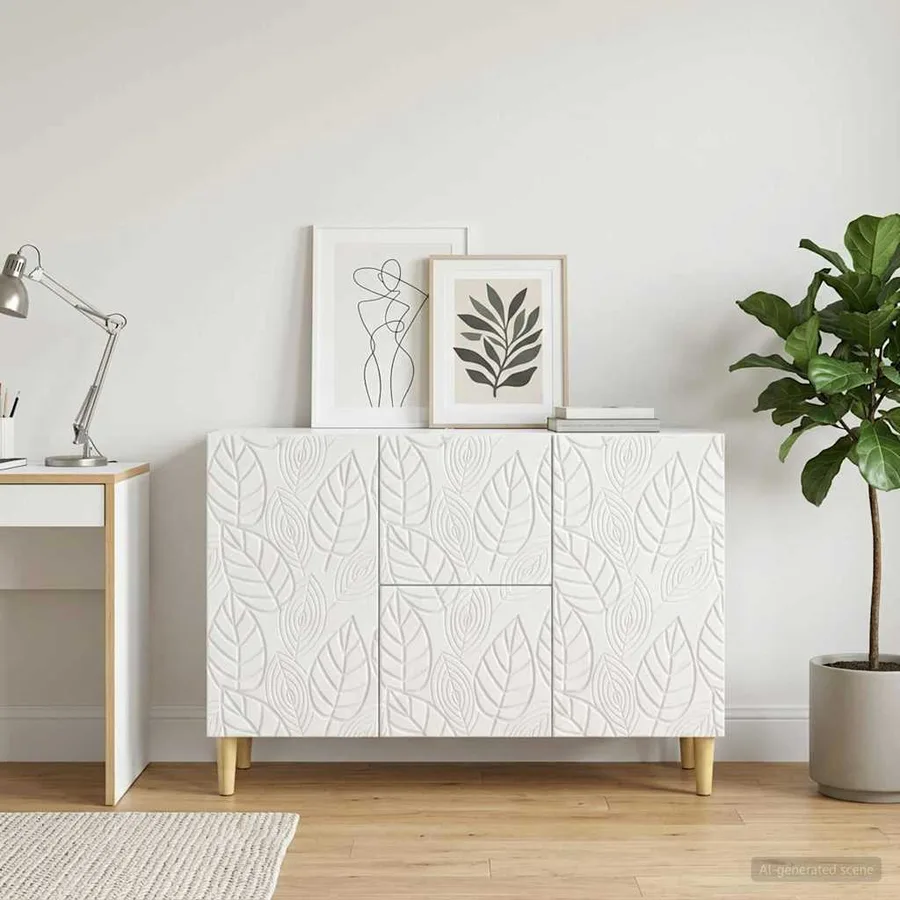 Buffet Blanc brillant 89 x 34,5 x 60 cm Bois d'ingénierie - 3