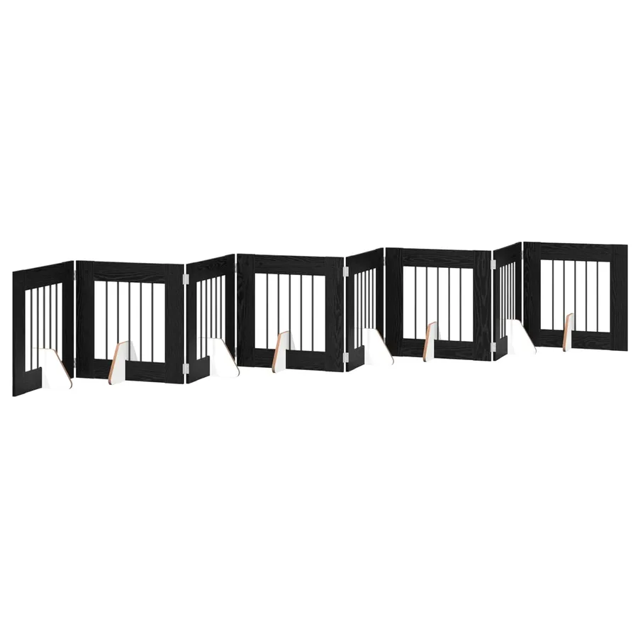 Porte de chien pliable avec supports 8 pcs Chêne noir 60 cm - 2
