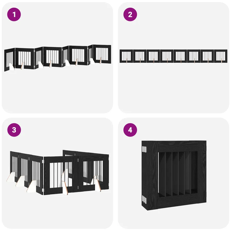 Porte de chien pliable avec supports 8 pcs Chêne noir 60 cm - 6