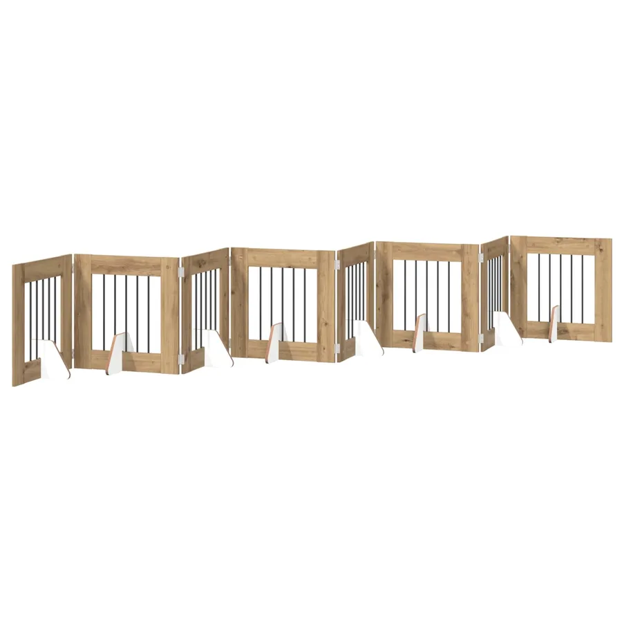 Porte de chien pliable avec supports 8 pcs Chêne artisanal - 2