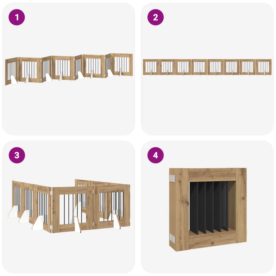 Porte de chien pliable avec supports 8 pcs Chêne artisanal - 6