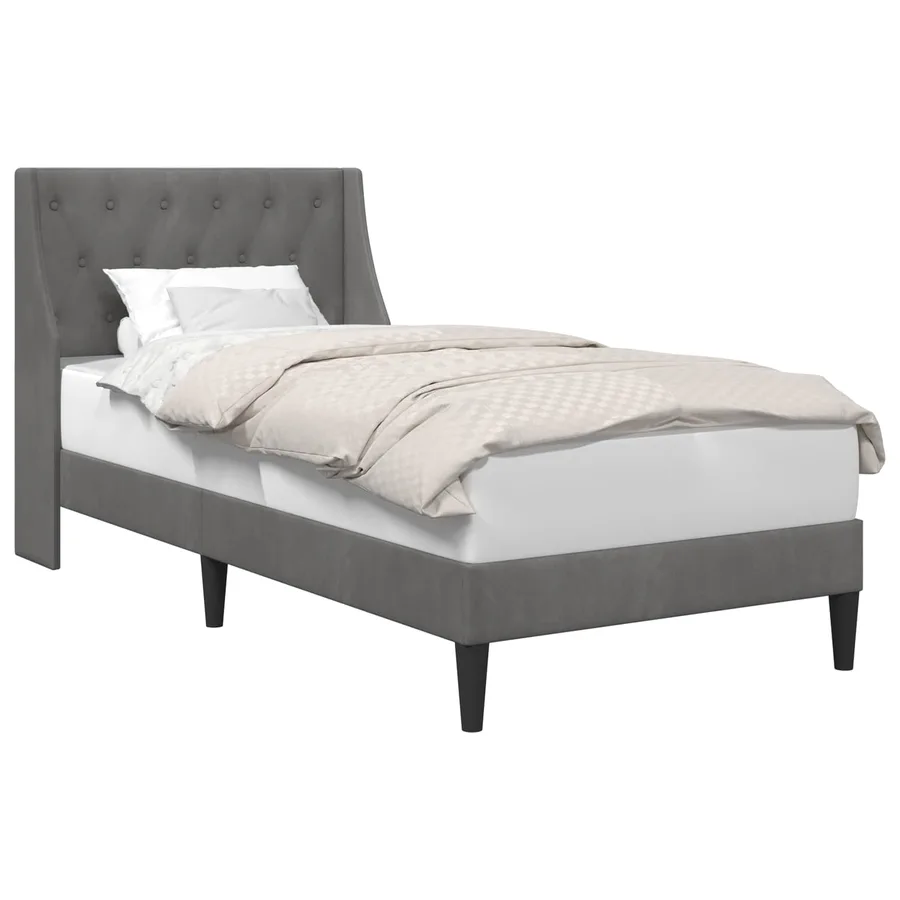 Cadre de lit avec tête de lit Gris foncé 90 x 190 cm Velours - 2