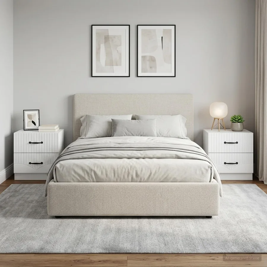 Cabinet de chevet avec tiroir 2 pcs Blanc 43 x 34,5 x 44,5 cm