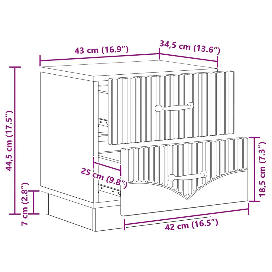 Cabinet de chevet avec tiroir 2 pcs Blanc 43 x 34,5 x 44,5 cm - 12
