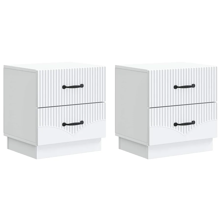Cabinet de chevet avec tiroir 2 pcs Blanc 43 x 34,5 x 44,5 cm - 2