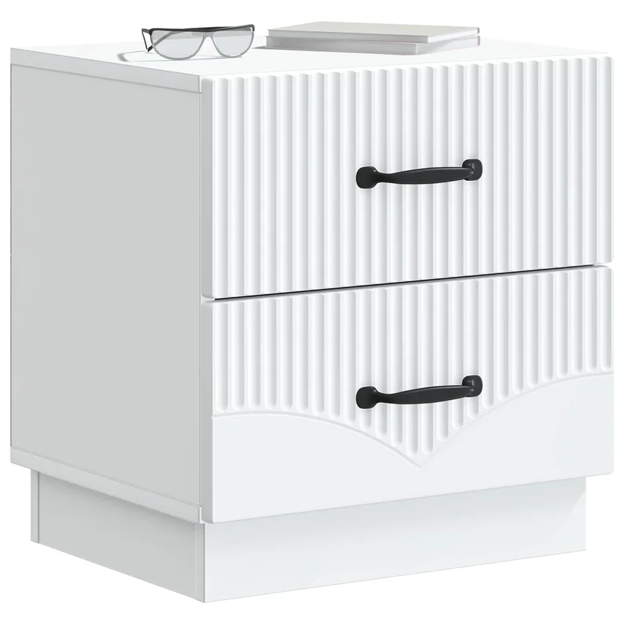 Cabinet de chevet avec tiroir 2 pcs Blanc 43 x 34,5 x 44,5 cm - 3