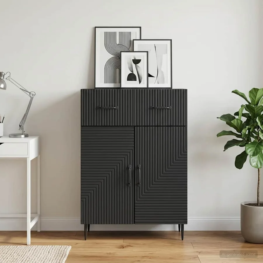 Buffet avec tiroir Noir 66 x 34,5 x 89,5 cm Bois d'ingénierie