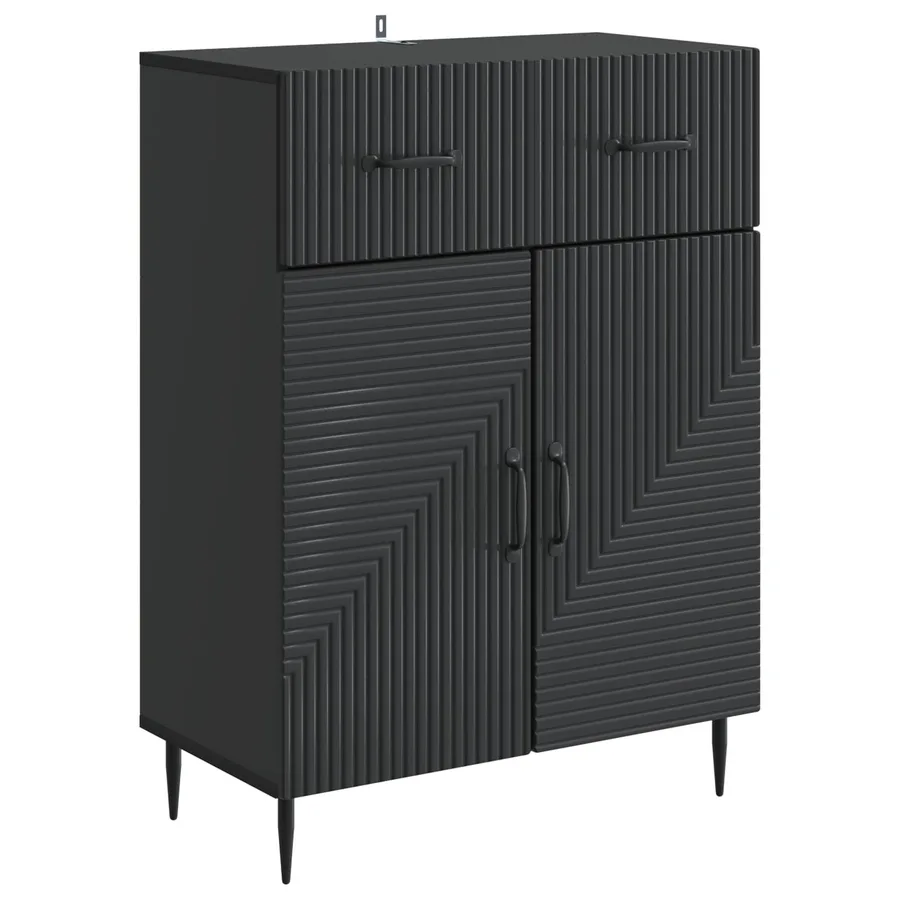 Buffet avec tiroir Noir 66 x 34,5 x 89,5 cm Bois d'ingénierie - 2
