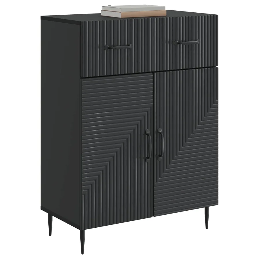Buffet avec tiroir Noir 66 x 34,5 x 89,5 cm Bois d'ingénierie - 3