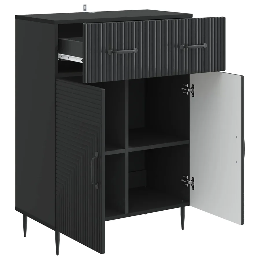 Buffet avec tiroir Noir 66 x 34,5 x 89,5 cm Bois d'ingénierie - 5