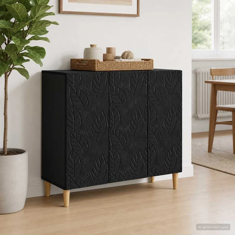 Buffet Noir 89 x 34,5 x 80 cm Bois d'ingénierie