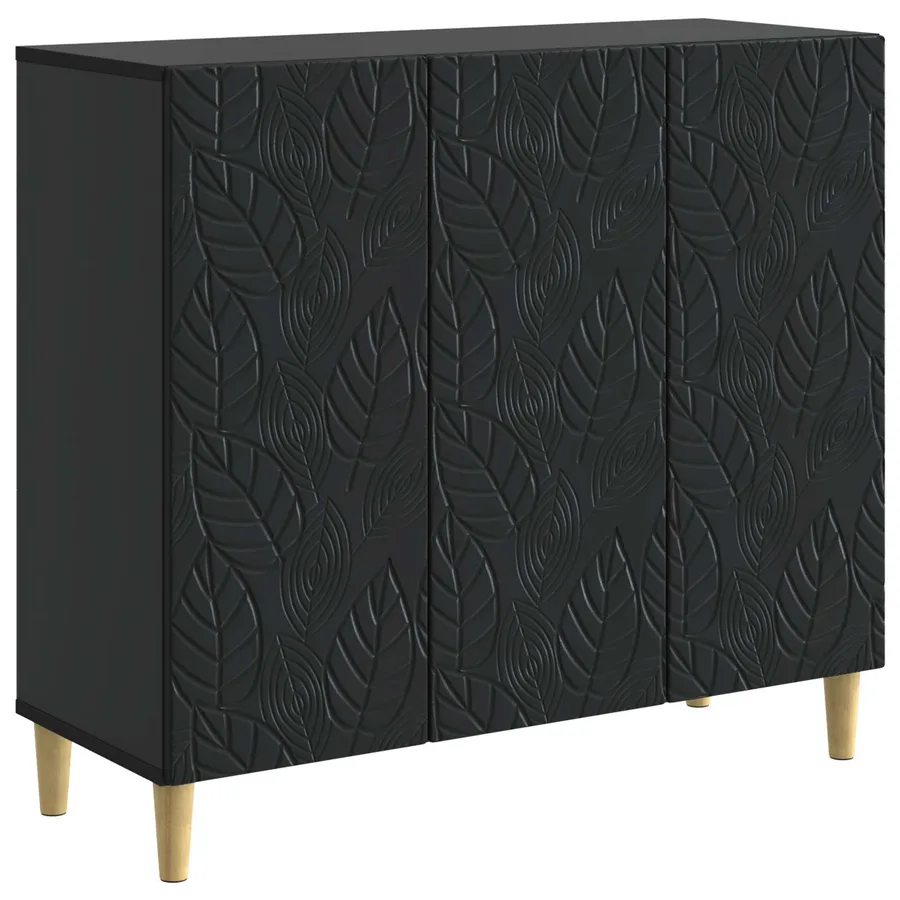 Buffet Noir 89 x 34,5 x 80 cm Bois d'ingénierie - 2