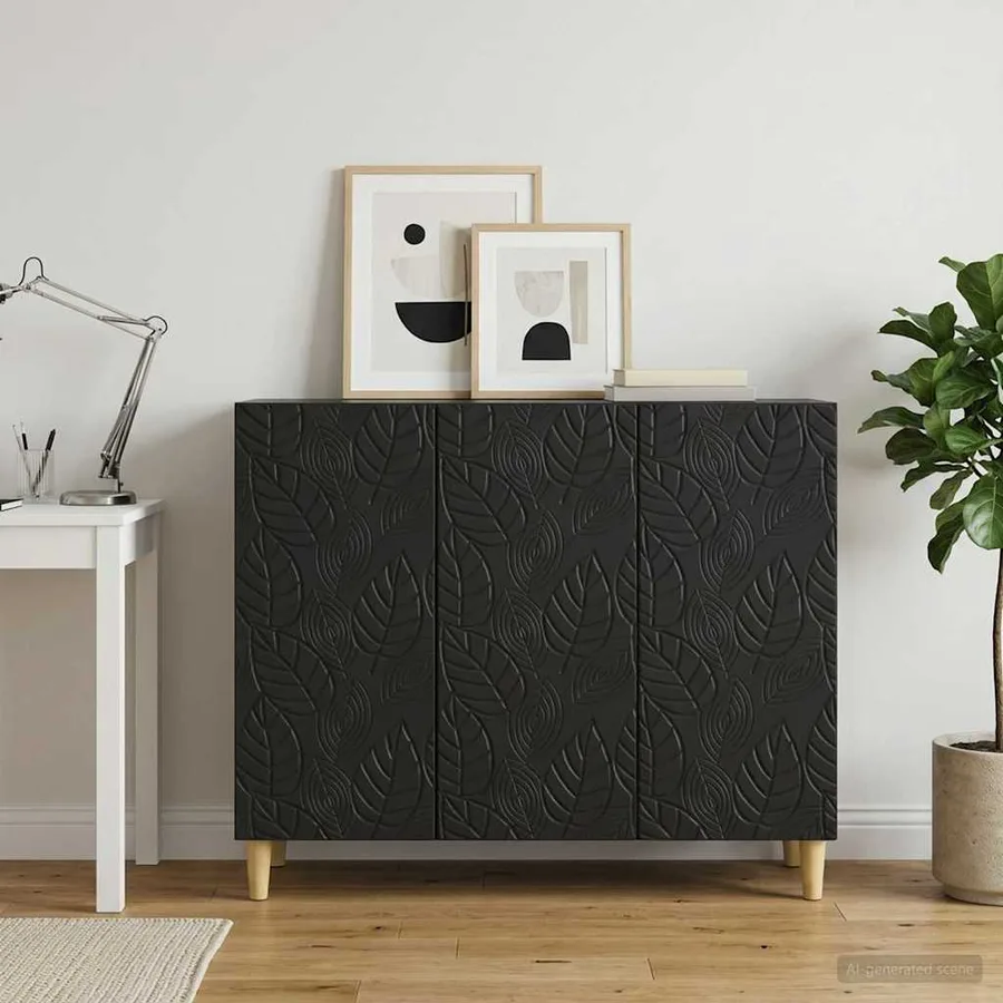 Buffet Noir 89 x 34,5 x 80 cm Bois d'ingénierie - 3