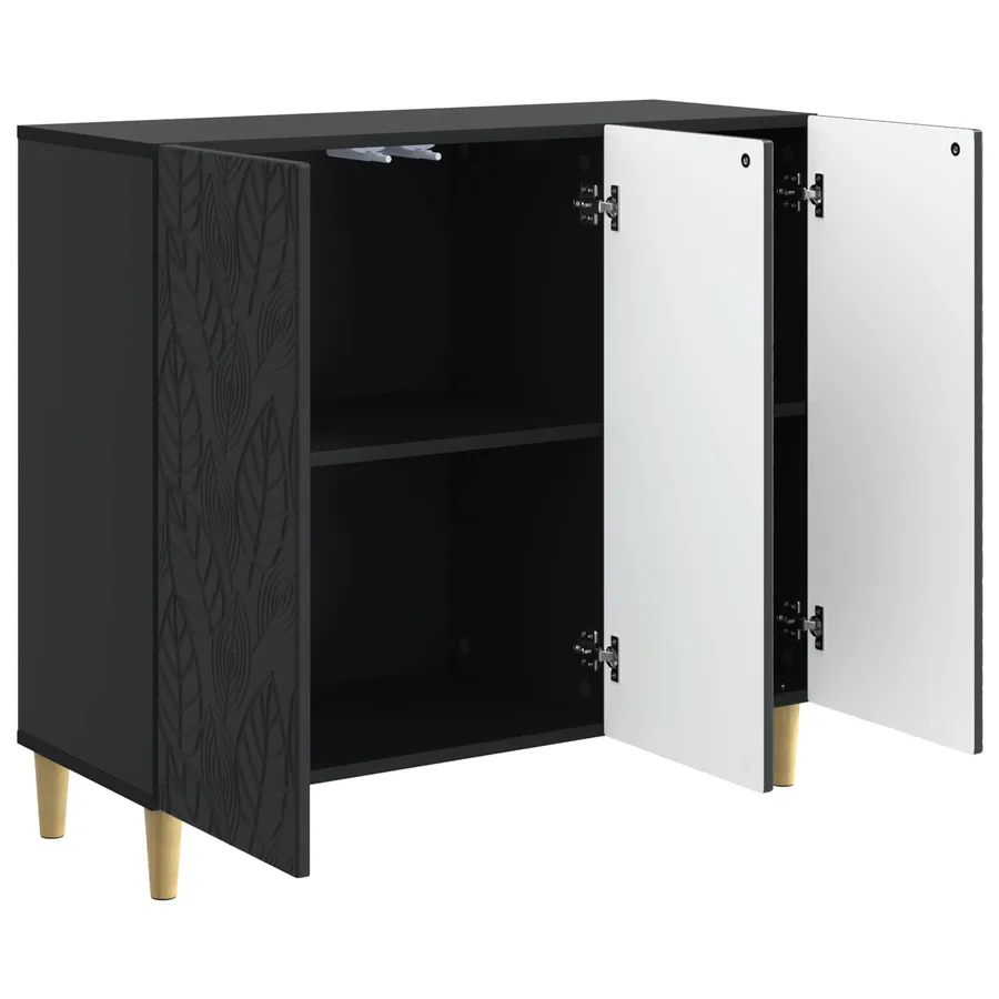 Buffet Noir 89 x 34,5 x 80 cm Bois d'ingénierie - 4
