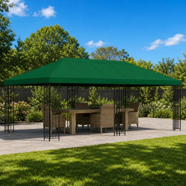 Housse de canopée de gazebo 6 x 3 m Vert Polyester 190